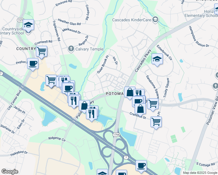 map of restaurants, bars, coffee shops, grocery stores, and more near 20892 Cosworth Terrace in Sterling