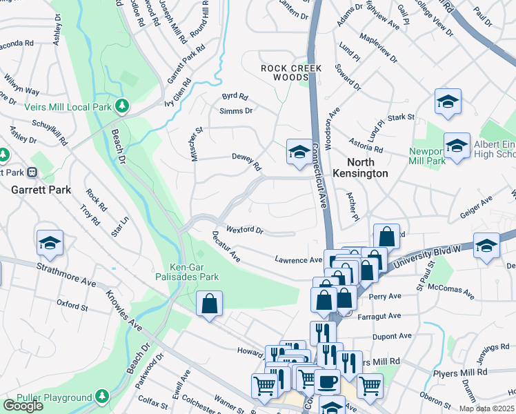 map of restaurants, bars, coffee shops, grocery stores, and more near 4004 Halsey Street in Kensington