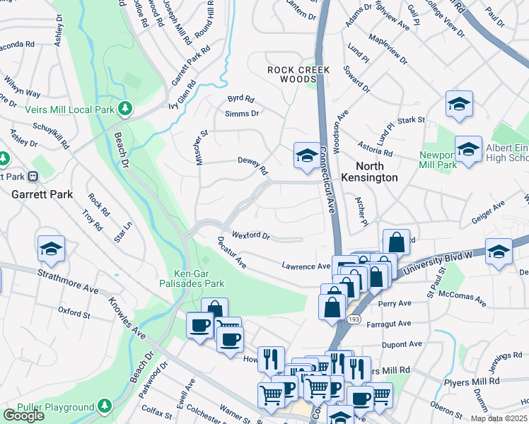 map of restaurants, bars, coffee shops, grocery stores, and more near 4004 Halsey Street in Kensington
