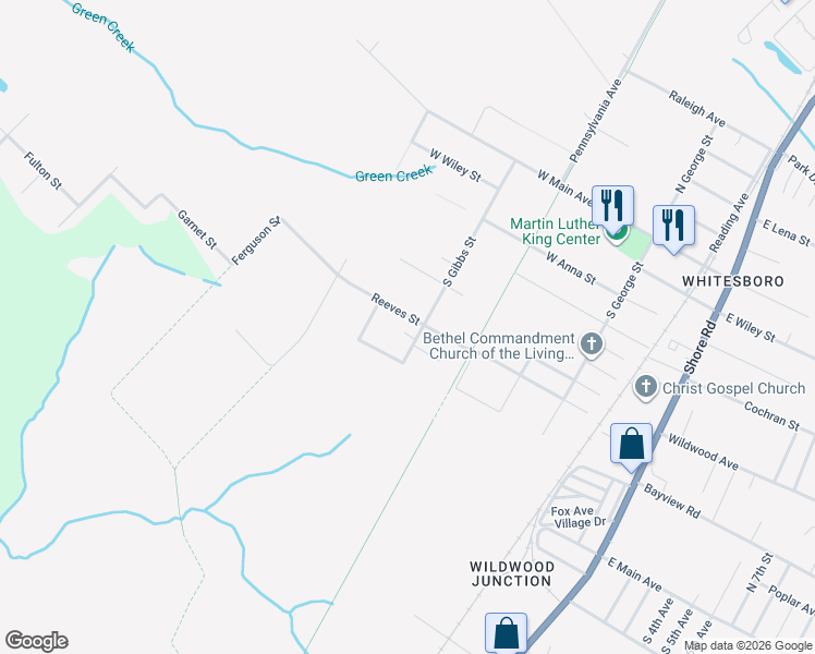 map of restaurants, bars, coffee shops, grocery stores, and more near 407 Reeves Street in Middle Township