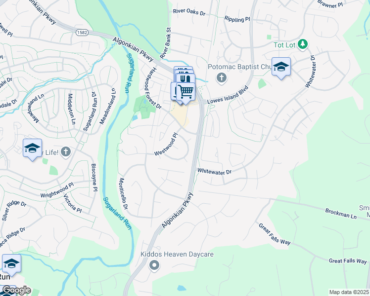 map of restaurants, bars, coffee shops, grocery stores, and more near 20871 Chippoaks Forest Circle in Sterling