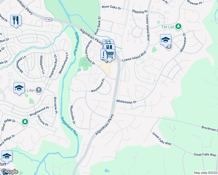 map of restaurants, bars, coffee shops, grocery stores, and more near 20871 Chippoaks Forest Circle in Sterling