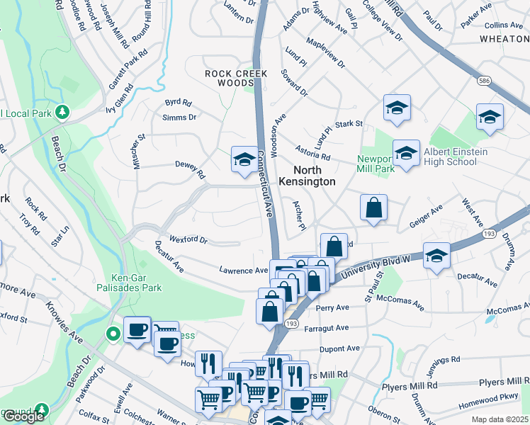 map of restaurants, bars, coffee shops, grocery stores, and more near 11101 Brandywine Street in Kensington