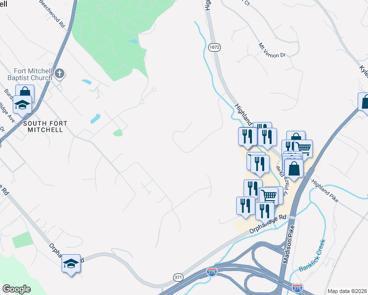 map of restaurants, bars, coffee shops, grocery stores, and more near 3476 Reeves Drive in Covington