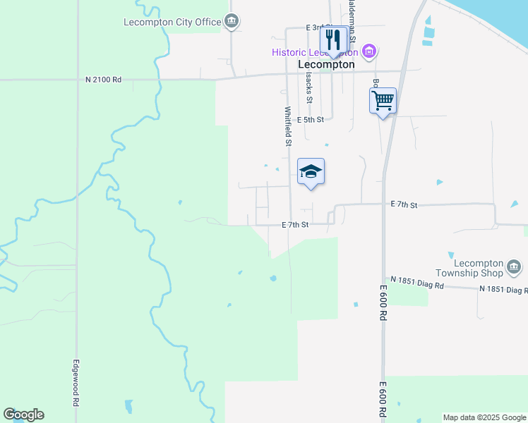 map of restaurants, bars, coffee shops, grocery stores, and more near D in Lecompton