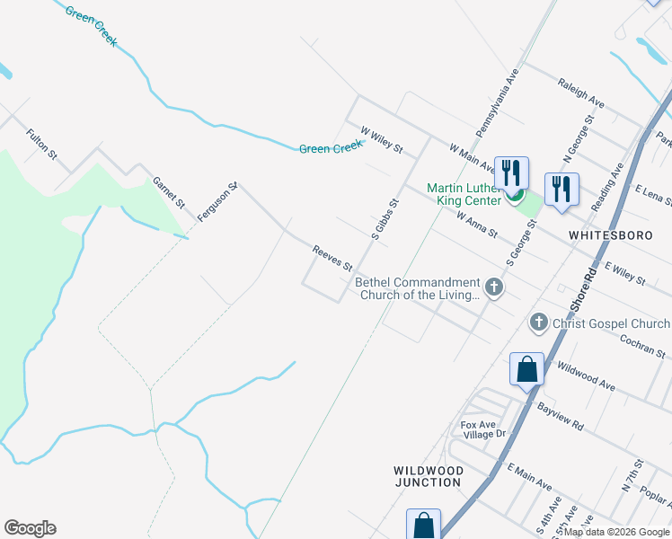 map of restaurants, bars, coffee shops, grocery stores, and more near 407 Reeves Street in Middle Township