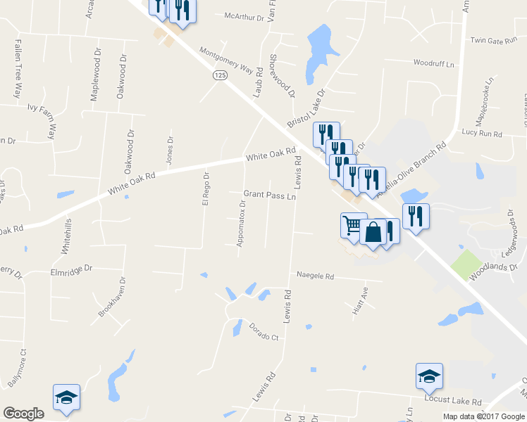 map of restaurants, bars, coffee shops, grocery stores, and more near 3639 Black Jack Trail in Amelia