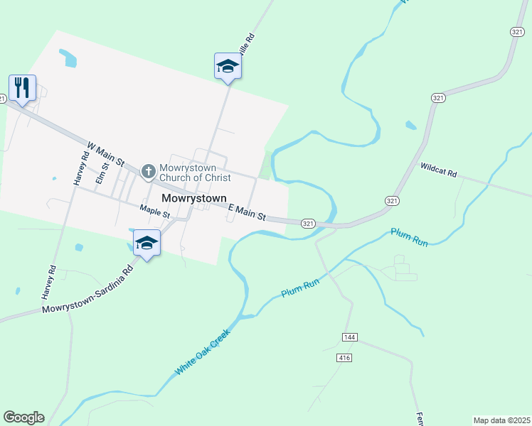 map of restaurants, bars, coffee shops, grocery stores, and more near 48 West Main Street in Hillsboro