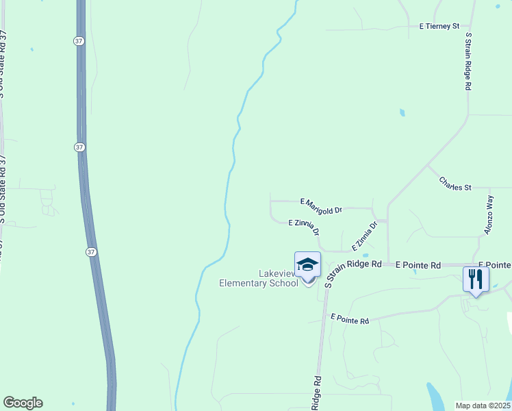 map of restaurants, bars, coffee shops, grocery stores, and more near 1140-1158 East Zinnia Drive in Bloomington