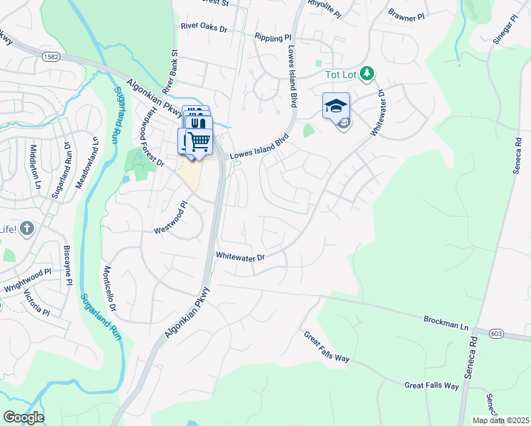 map of restaurants, bars, coffee shops, grocery stores, and more near 47503 Sharpskin Island Square in Sterling