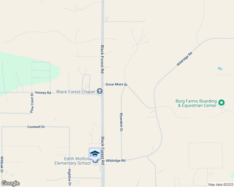 map of restaurants, bars, coffee shops, grocery stores, and more near 6925 Snow Mass Drive in Colorado Springs