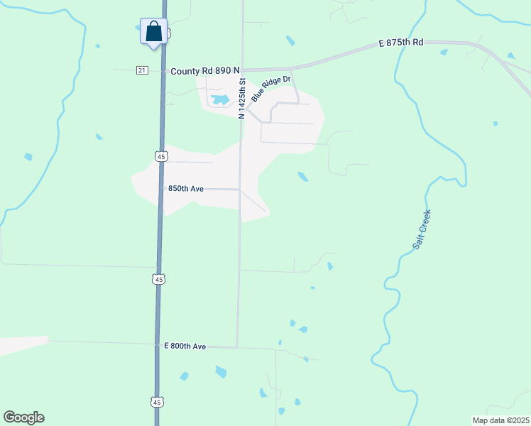 map of restaurants, bars, coffee shops, grocery stores, and more near 14282 East 850th Avenue in Effingham