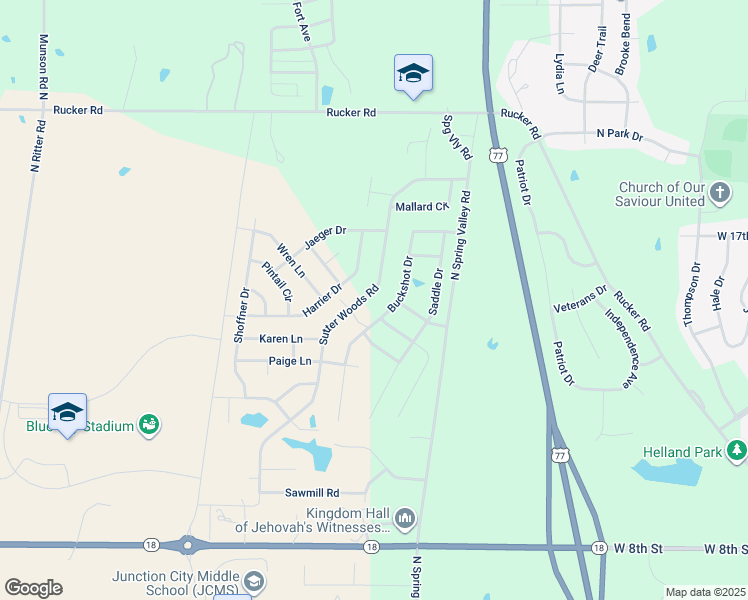 map of restaurants, bars, coffee shops, grocery stores, and more near 1801 Sutter Woods Road in Junction City