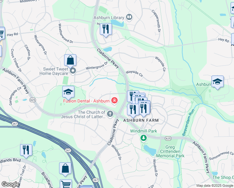 map of restaurants, bars, coffee shops, grocery stores, and more near 43302 Marymount Terrace in Ashburn