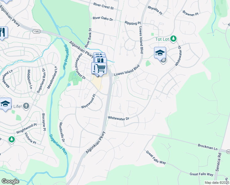 map of restaurants, bars, coffee shops, grocery stores, and more near 20745 Royal Palace Square in Sterling