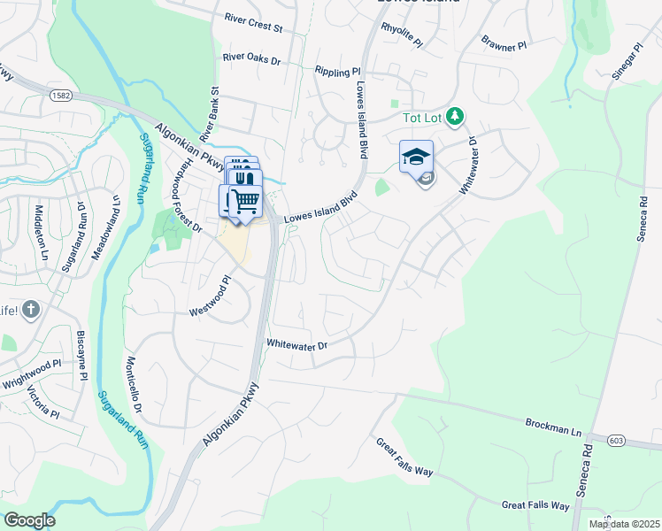 map of restaurants, bars, coffee shops, grocery stores, and more near 47621 Comer Square in Sterling