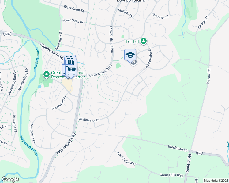 map of restaurants, bars, coffee shops, grocery stores, and more near 47683 Comer Square in Sterling
