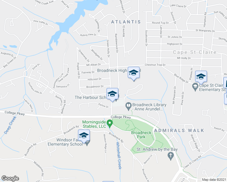 map of restaurants, bars, coffee shops, grocery stores, and more near 1250 Ramblewood Dr in Annapolis