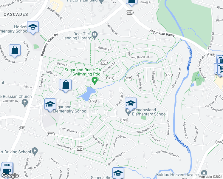 map of restaurants, bars, coffee shops, grocery stores, and more near 52 Simeon Lane in Sterling