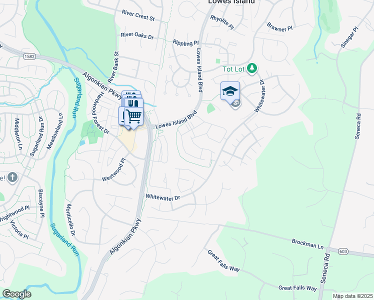 map of restaurants, bars, coffee shops, grocery stores, and more near 47620 Comer Square in Sterling