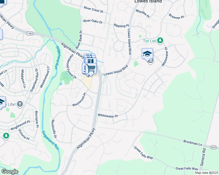 map of restaurants, bars, coffee shops, grocery stores, and more near 20810 Noble Terrace in Sterling