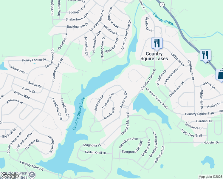 map of restaurants, bars, coffee shops, grocery stores, and more near 3470 Atkinson Circle in North Vernon