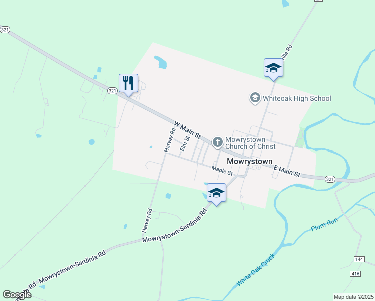 map of restaurants, bars, coffee shops, grocery stores, and more near 20 Maple Street in Sardinia