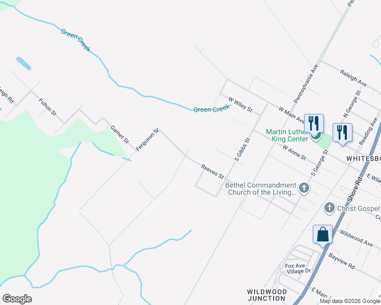 map of restaurants, bars, coffee shops, grocery stores, and more near 602 Reeves Street in Middle Township