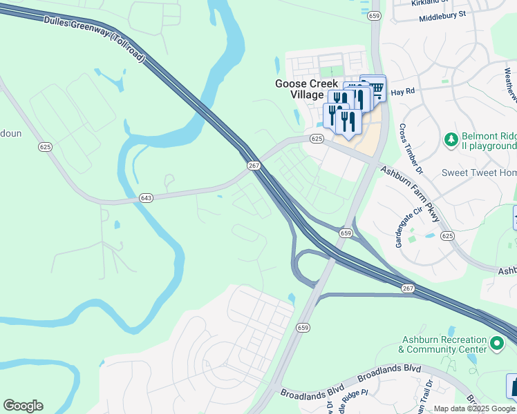 map of restaurants, bars, coffee shops, grocery stores, and more near 20919 Houseman Terrace in Ashburn