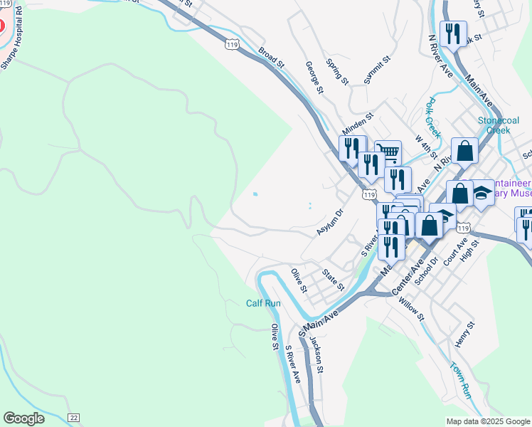 map of restaurants, bars, coffee shops, grocery stores, and more near in Weston