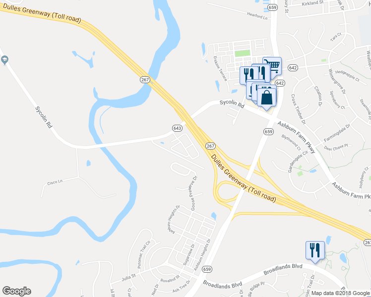 map of restaurants, bars, coffee shops, grocery stores, and more near 20950 Houseman Terrace in Ashburn