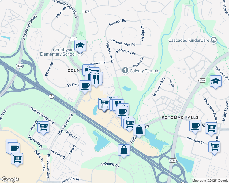 map of restaurants, bars, coffee shops, grocery stores, and more near 100 Westwick Court in Sterling