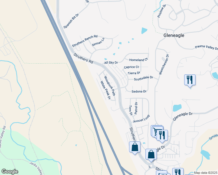 map of restaurants, bars, coffee shops, grocery stores, and more near 14284 Woodrock Path in Colorado Springs
