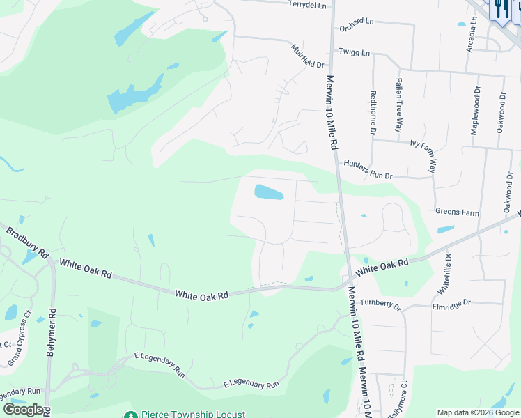 map of restaurants, bars, coffee shops, grocery stores, and more near 3645 Merwin 10 Mile Road in Cincinnati