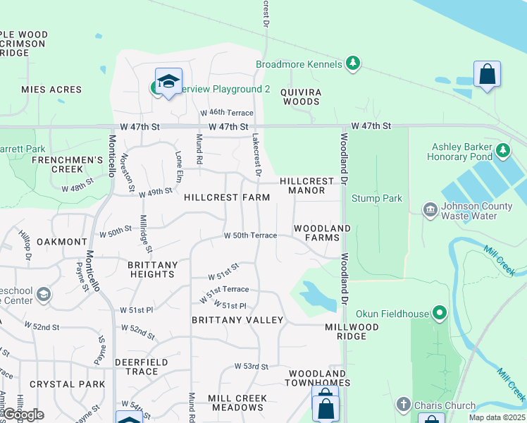map of restaurants, bars, coffee shops, grocery stores, and more near 4930 Theden Street in Shawnee