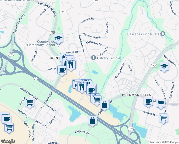 map of restaurants, bars, coffee shops, grocery stores, and more near 100 Westwick Court in Sterling