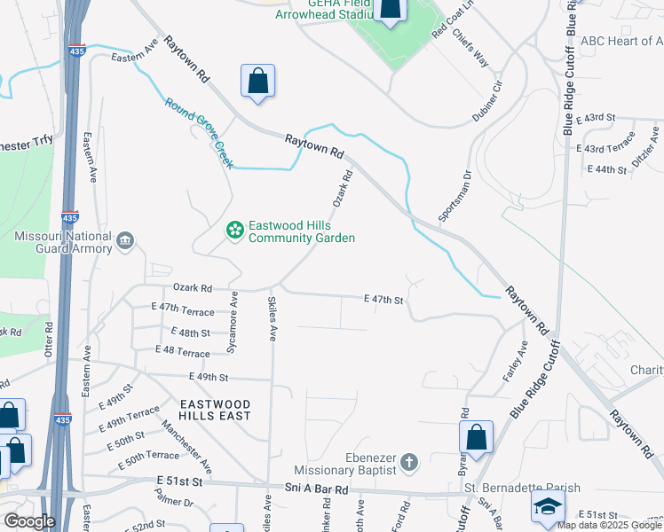 map of restaurants, bars, coffee shops, grocery stores, and more near 4601 Wallace Avenue in Kansas City