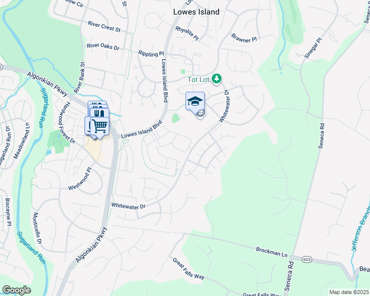 map of restaurants, bars, coffee shops, grocery stores, and more near 47665 Sandbank Square in Sterling