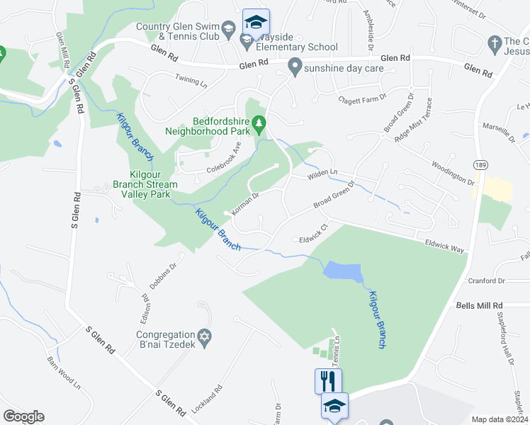 map of restaurants, bars, coffee shops, grocery stores, and more near 11213 Blackhorse Court in Rockville