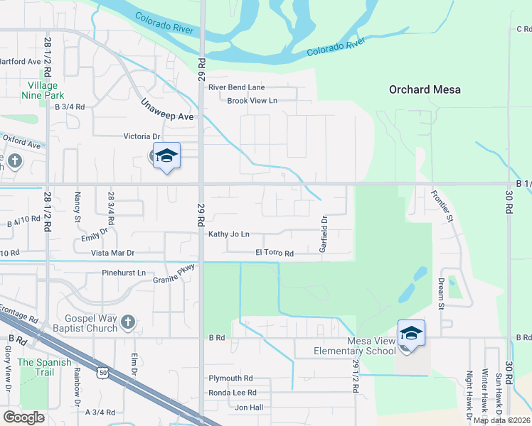 map of restaurants, bars, coffee shops, grocery stores, and more near 2919 B 1/2 Road in Grand Junction