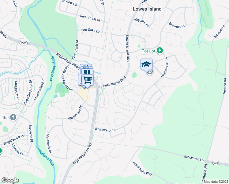 map of restaurants, bars, coffee shops, grocery stores, and more near 47587 Comer Square in Sterling