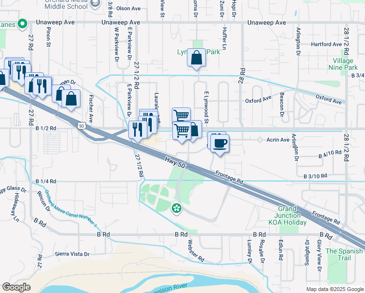map of restaurants, bars, coffee shops, grocery stores, and more near 2770 U.S. 50 in Grand Junction