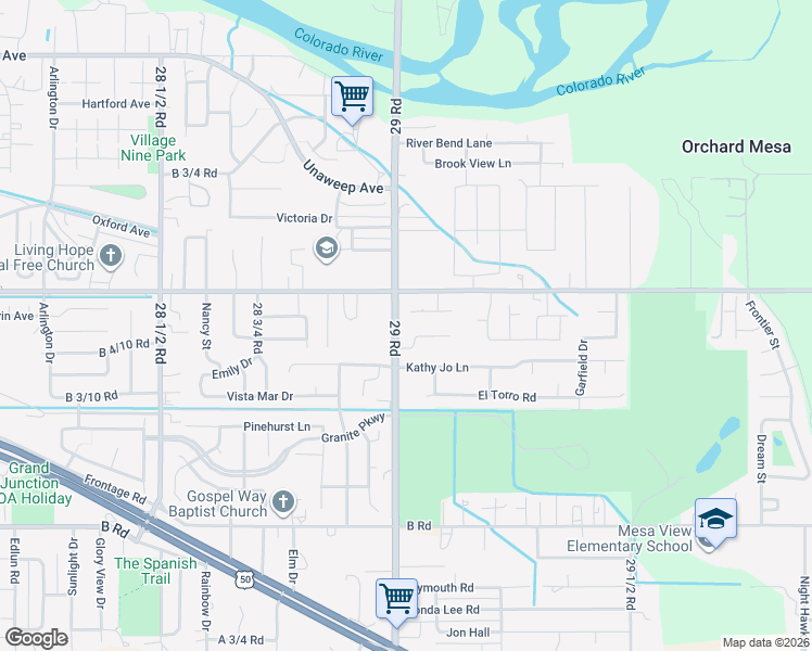 map of restaurants, bars, coffee shops, grocery stores, and more near 2902 Cinder Drive in Grand Junction