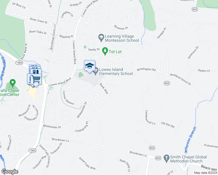 map of restaurants, bars, coffee shops, grocery stores, and more near 47721 League Court in Sterling