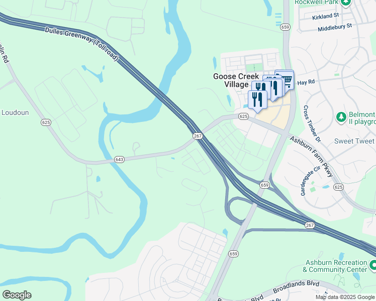 map of restaurants, bars, coffee shops, grocery stores, and more near 20812 Houseman Terrace in Ashburn