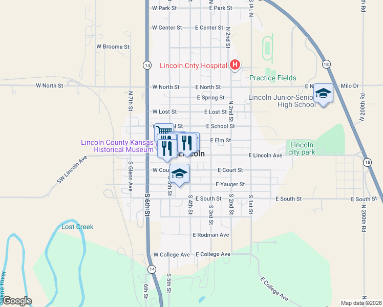 map of restaurants, bars, coffee shops, grocery stores, and more near in Lincoln