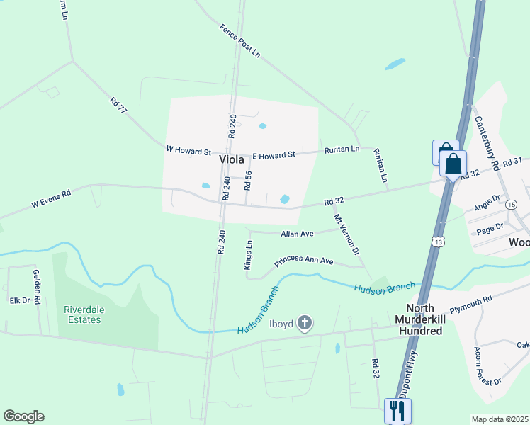 map of restaurants, bars, coffee shops, grocery stores, and more near 115 East Evens Road in Viola