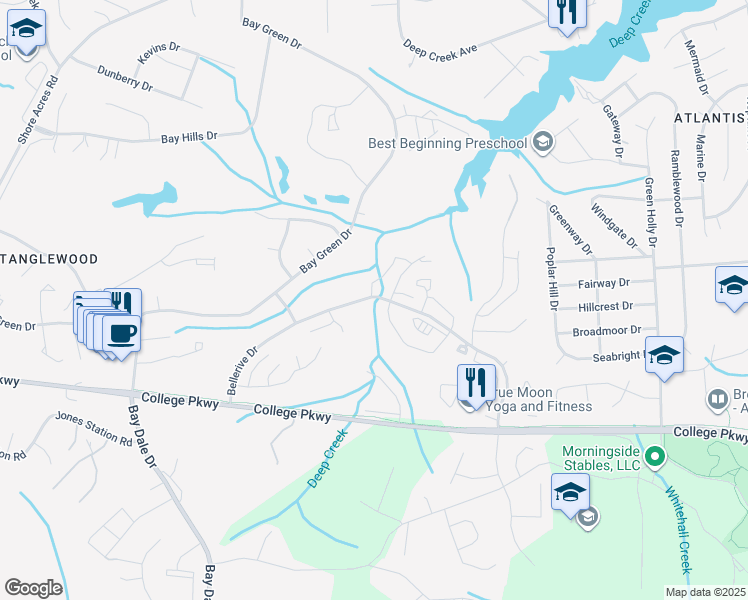 map of restaurants, bars, coffee shops, grocery stores, and more near 618 Southern Hills Drive in Arnold