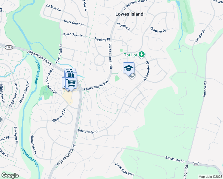 map of restaurants, bars, coffee shops, grocery stores, and more near 47587 Sandbank Square in Sterling