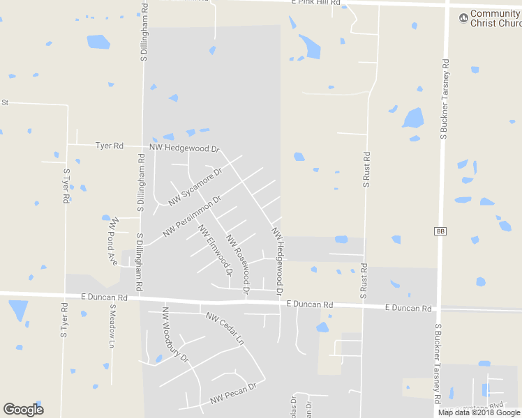 map of restaurants, bars, coffee shops, grocery stores, and more near 2100 Northwest Hedgewood Drive in Grain Valley